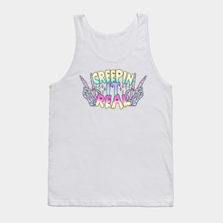 Creepin it real skeleton peace sign hands Tank Top